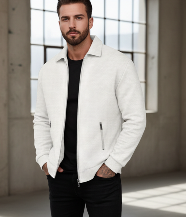 Women's Waffle Jacket - Elegant Ribbed Texture Coats